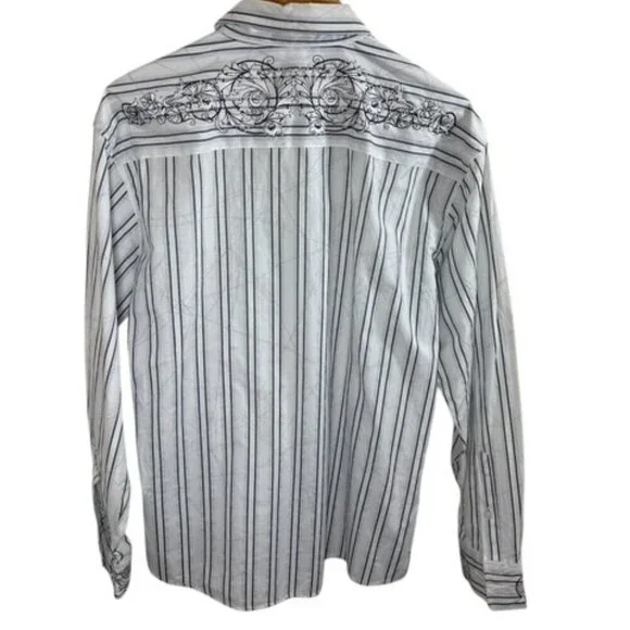 Lamasini Men's Button Up Western Cowboy Long Sleeve Y2K Shirt Large - Picture 2 of 13